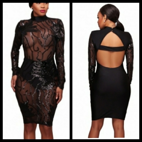 Black Transparent Bodycon Dress - Picture 1 of 1